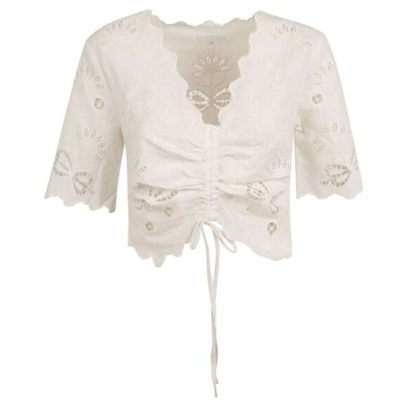 NWT Mother The Social Butterfly 100% Cotton Crop White Top Blouse Size M - Picture 6 of 12